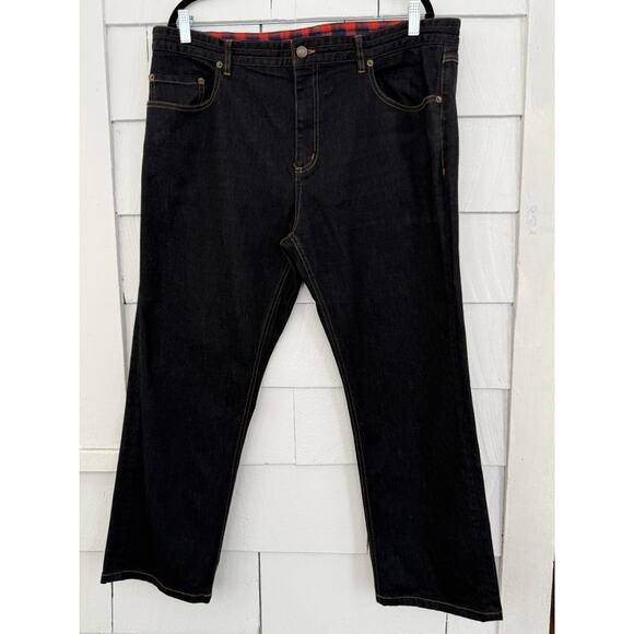 Betabrand Mens 38x30 Black Dark Wash Plaid Interior Trim Drawstring Denim Jeans - Picture 1 of 10